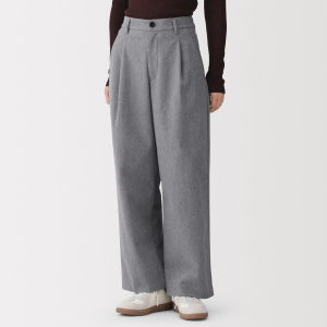 MUJI Quần Nữ Vải Brused Jersey Dáng Rộng Có Ly