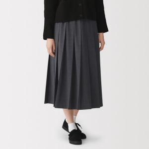 MUJI Chân Váy Nữ Xếp Ly Dày