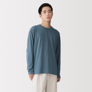MUJI Áo Thun Nam Vải Jersey Cổ Tròn Tay Dài