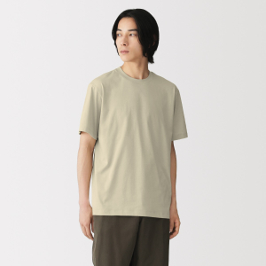 MUJI Áo Thun Nam Vải Jersey Cổ Tròn Tay Ngắn