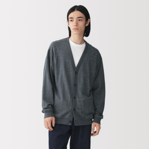 MUJI Áo Cardigan Nam Vải Light Sweat Cổ Chữ V
