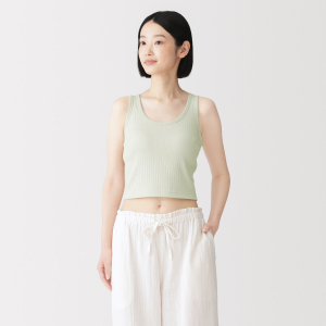 MUJI Áo Bra Tank Top Cotton Co Giãn Gân Gợn Sóng Dáng Ngắn