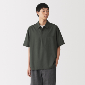 MUJI Áo Polo Nam Dệt Thoáng Khí Tay Ngắn