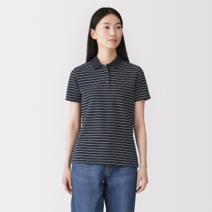 MUJI Áo Polo Nữ Vải Pique Washed Tay Ngắn