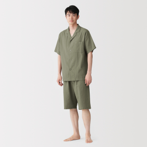 MUJI Bộ Đồ Ngủ Tay Ngắn Vải Seersucker - Nam