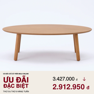 MUJI [A] Bàn Gỗ Thấp Oval