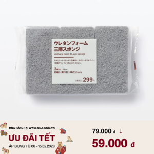 Urethane foam 3-Layer sponge Grey Set of 3