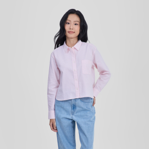 MUJI Áo Sơ Mi Oxford Nữ Tay Dài Dáng Ngắn (trơn)
