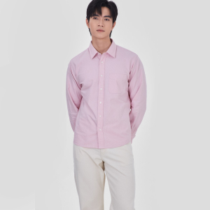 MUJI Áo Sơ Mi Oxford Nam Tay Dài Dáng Gọn (sọc)