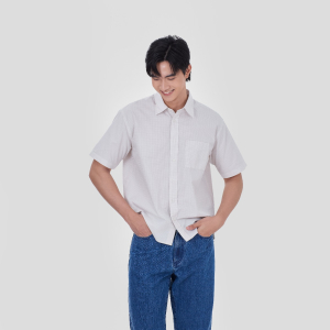 MUJI Áo Sơ Mi Nam Tay Ngắn Họa Tiết Caro